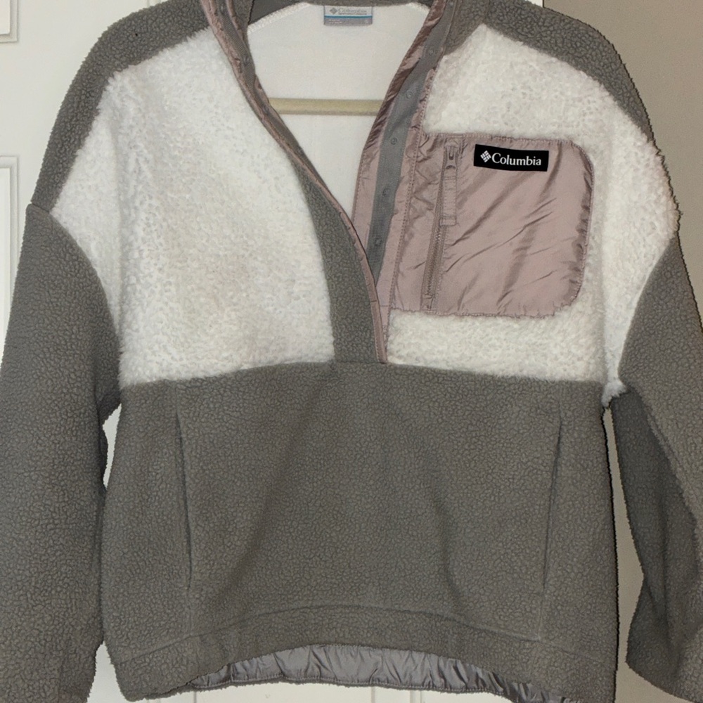 Columbia Women's Fleece Teddy Jacket - White and Gray Sz S - Picture 8 of 8